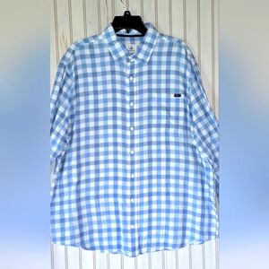 Johnnie-O Shirt Hangin Out Adult XL Blue Gingham Long Sleeve Cotton Breathable